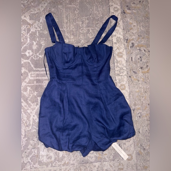 Reformation Lydia Linen Romper Blue - Size 4 - Picture 4 of 6